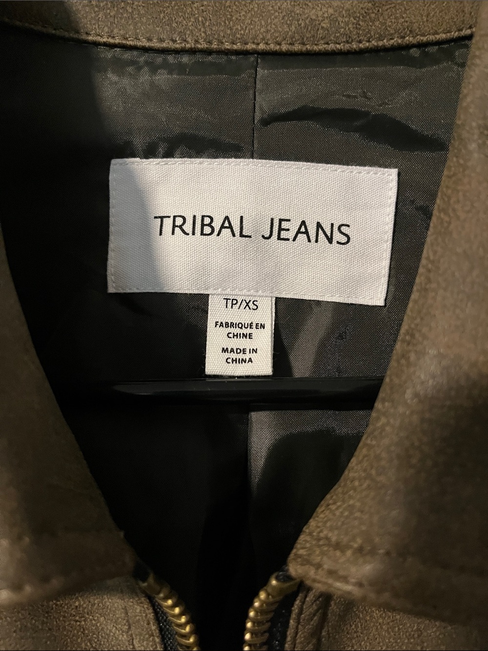 Tribal Olive Brown Leather Jacket - Picture 2 of 4